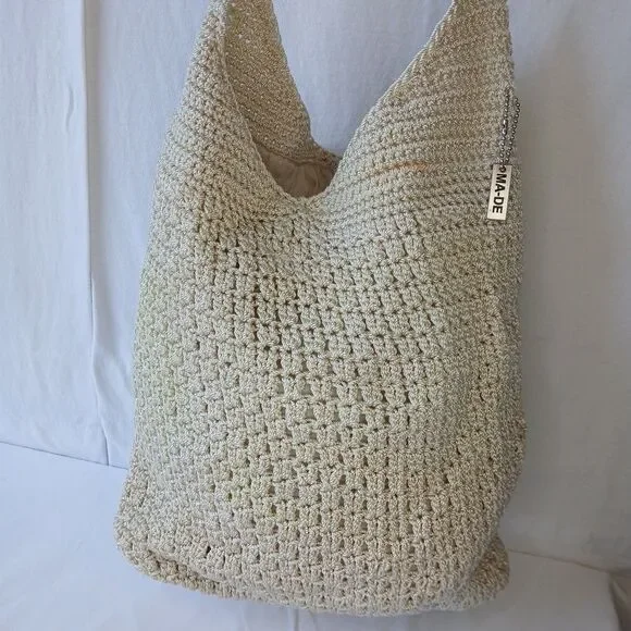 MA-DE Knit Straw Crocheted BoHo Hippie Crossbody Shoulder Bag Y2K - Picture 2 of 12